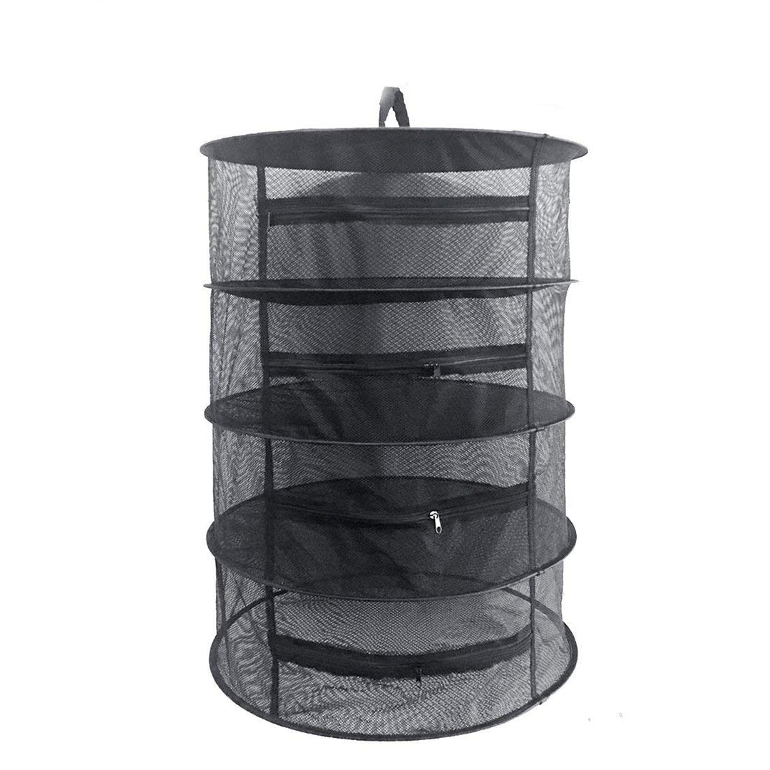 Herb Drying Rack Net 4 Layer Herb Dryer Black Mesh Hanging Dryer Rack with Zipper (31.5x24)