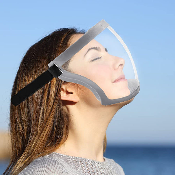 Super Protective Face Shield Reusable All-Inclusive Face Protection Can Protect Eyes Nose Mouth Anti-Fog Isolation Protective Transparent Cover Anti-Dust Running Riding Helmet Face Shield Gray