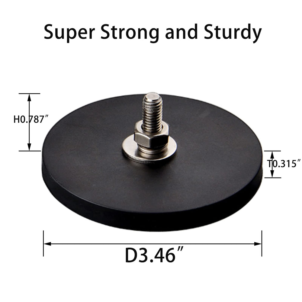 MUTUACTOR 2Pack 105lb Anti-Scratch Neodymium Rubber Coated Magnet for Off-Road Vehicle Lighting,Strong Magnetic Base with M8 Male Thread for Led Working/Signal Lights,Antenna