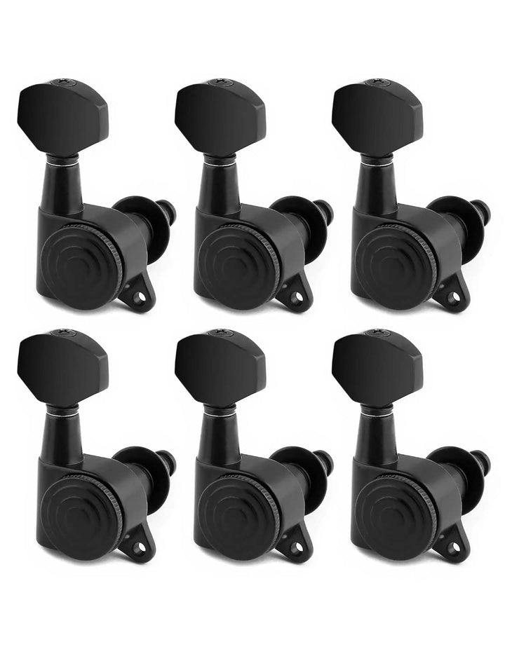 Locking Guitar String Tuning Pegs Sealed Machine Heads Tuners Tuning Keys 6 In Line for Right Handed Electric Guitar or Acoustic Guitar Black.