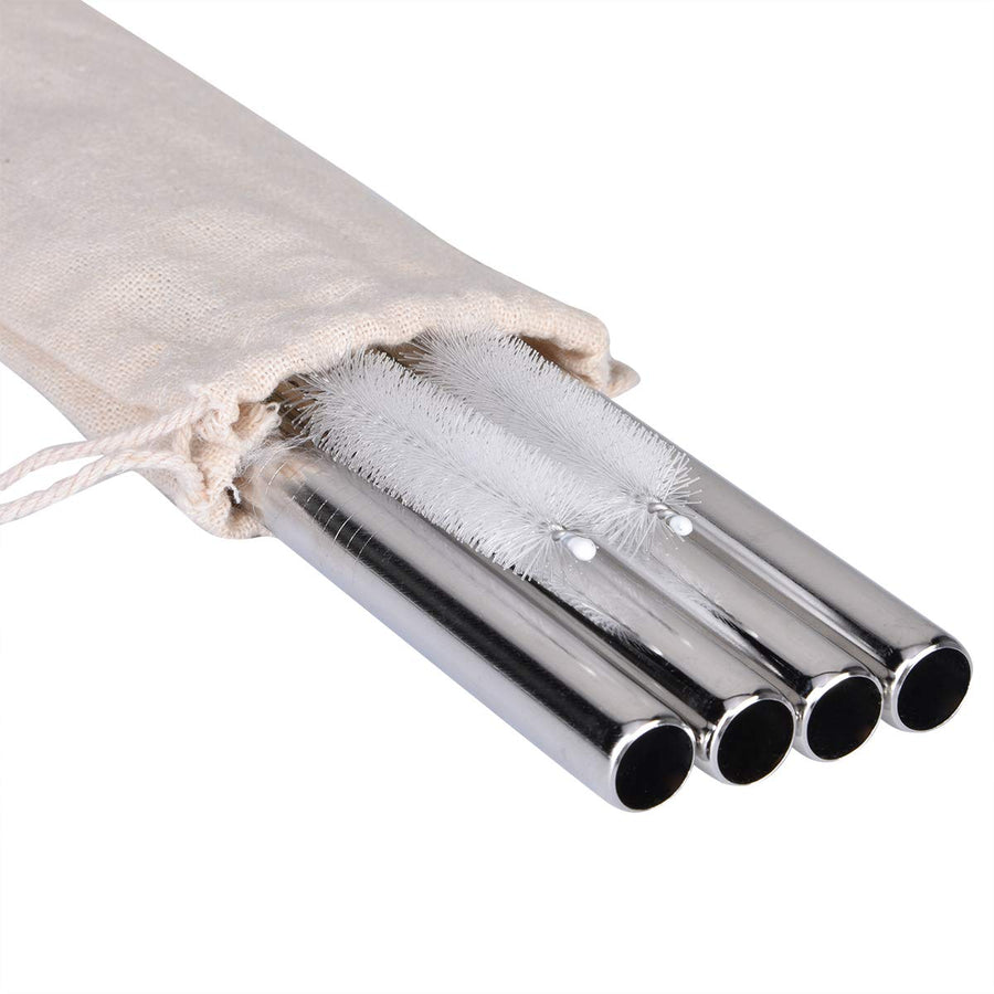 Littlegood Extra Wide Stainless Steel Reusable Straws 1/2 Metal Drinking Straw Fat Boba Tea Thick Smoothie Milkshake Straws for Tapioca Pearl Bubble Tea Jumbo Drink w/ 2 Big Brush &A Bonus Gift Pouch