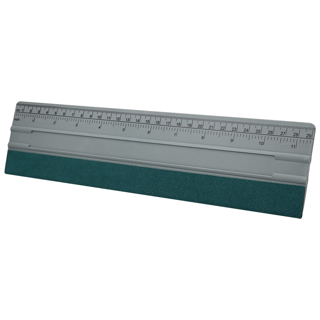 12 Inch Felt Squeegee for Vinyl wtih Ruler 30CM 4 Round Corners Universal Card, Window Tint Film Installing Hard Silver PP Car Vinyl Wrap Scraper Tool