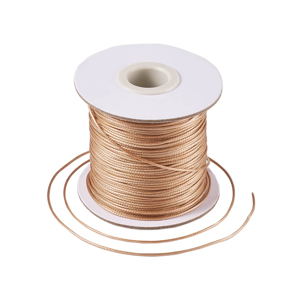 85 Yards 1mm Korean Waxed Polyester Cord Beading String Threads Knotting Braiding Round Cord Ropes Crafting Cord Wire Dark Goldenrod for DIY Bracelet Macrame Necklace Jewelry Making