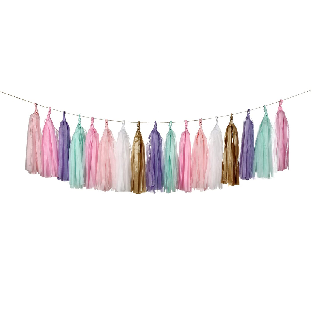GUZON 30 PCS Tissue Paper Tassel DIY Party Garland Decor for All Events &amp; Occasions(Unicorn Pastel)