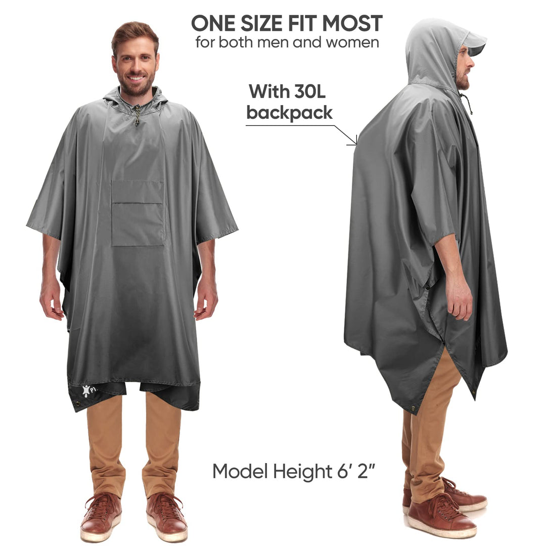 PTEROMY Hooded Rain Poncho for Adult with Pocket, Water