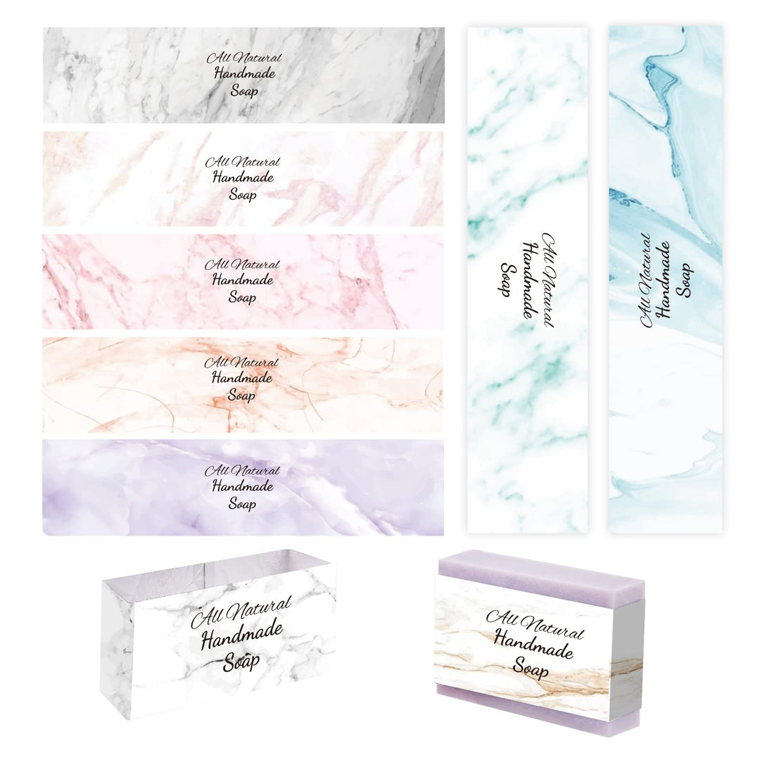 90pcs Marble Soap Wrappers, 9 Styles Soap Packaging Paper Soap Wrap Paper Tape Vertical Soap Paper Tag Soap Sleeves Covers for Homemade Soap Bar Packaging