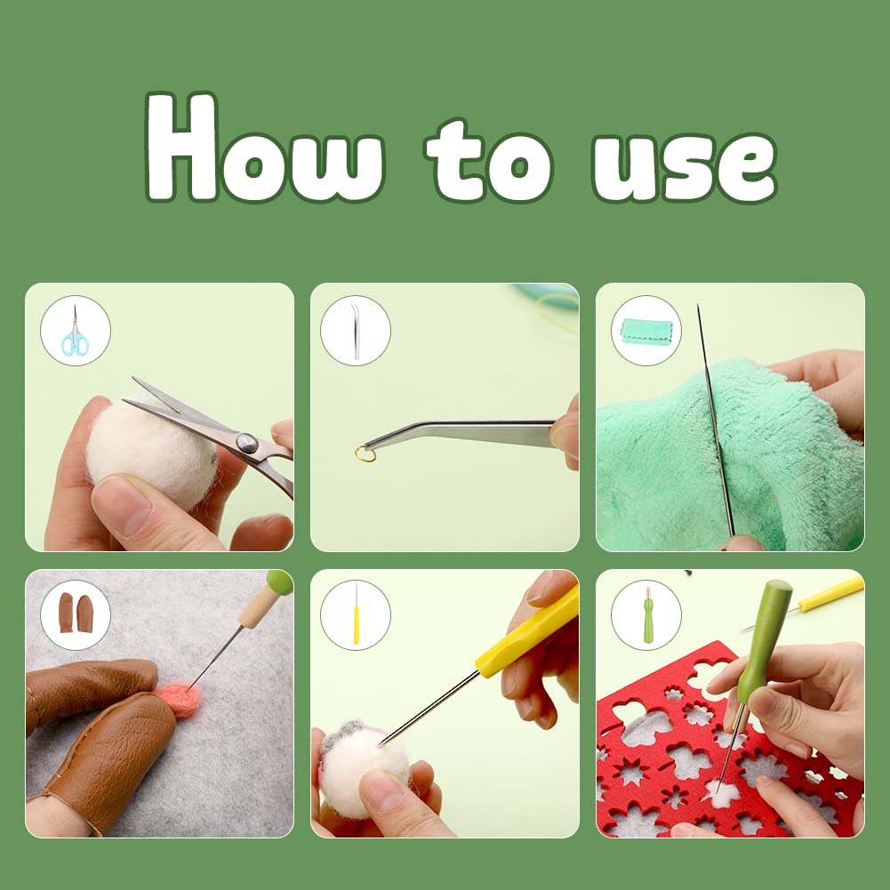 Needle Felting Starter Kit with Exquisite Green Storage Bag, Wool Roving 50 Colors Set, Felting Tools Kit for Felted Animal Needle Felting Supplies