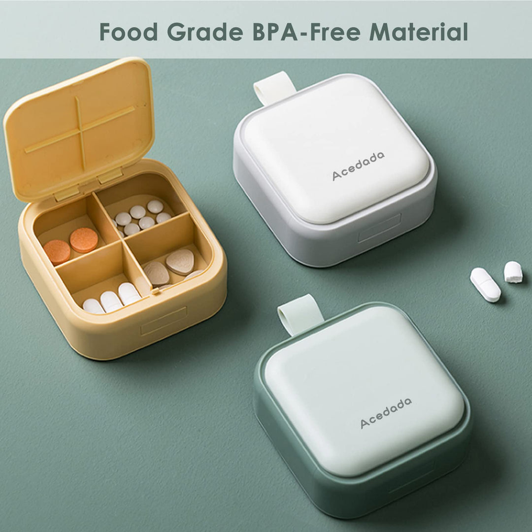 Mini Pill Case, Small Pill Box for Purse - Acedada Travel Daily Mini Pill Holder for Travel Pocket, Metal Round Vitamin Container 3 Compartments for Medicine, Supplement, Vitamin, Fish Oils - Flower