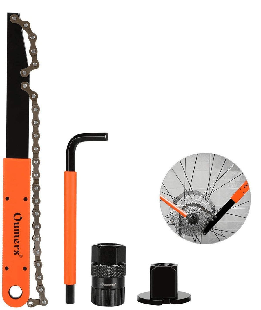 Bike Cassette Removal Tool with Chain Whip and Auxiliary Wrench Bicycle Sprocket Removal Tools, Bicycle Cassette Lock Ring Removal Freewheel Remover Wrench Sprocket Remover