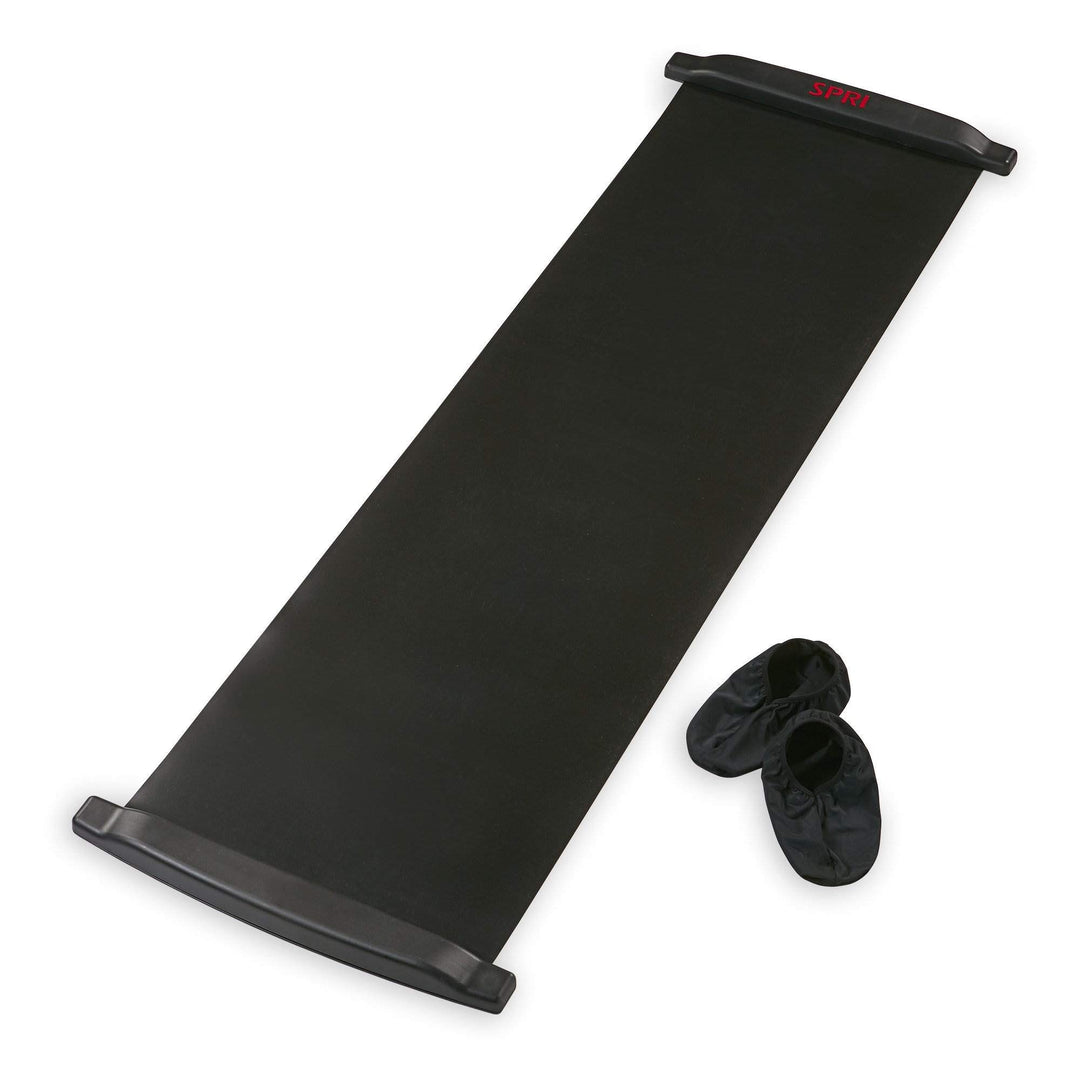 Slide Board (71 L x 20 W) with End Stops, Sliding Booties, Mesh Carrying Bag and Exercise Guide for Low Impact Balance Training (Skating, Hockey)