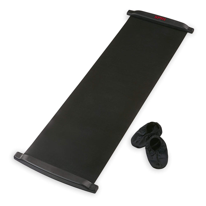 Slide Board (71 L x 20 W) with End Stops, Sliding Booties, Mesh Carrying Bag and Exercise Guide for Low Impact Balance Training (Skating, Hockey)