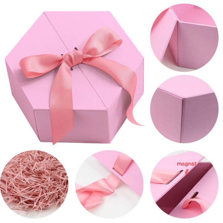 JOHOUSE Gift Box ,Pink gift boxes with lids for present
