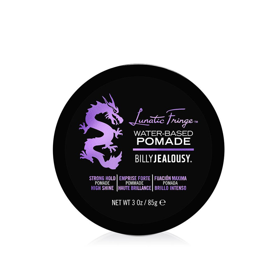 Lunatic Fringe Water-Based Pomade for Men, Strong Hold, High Shine, Water Soluble and Vegan Hair Product Ideal for Medium to Long Thick Mane, 3 oz