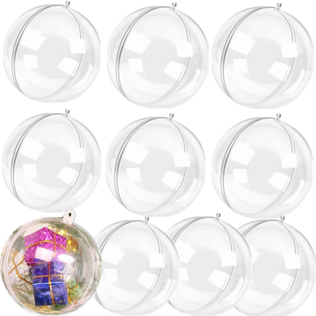 70mm Clear Fillable Plastic Christmas Balls Ornament, 10Pcs DIY Craft Xmas Tree Decor Balls Fillable Bauble Ornament Balls for Holiday Wedding Party Decoration(70mm)