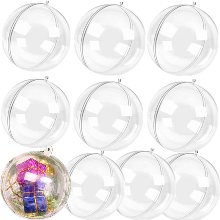 70mm Clear Fillable Plastic Christmas Balls Ornament, 10Pcs DIY Craft Xmas Tree Decor Balls Fillable Bauble Ornament Balls for Holiday Wedding Party Decoration(70mm)