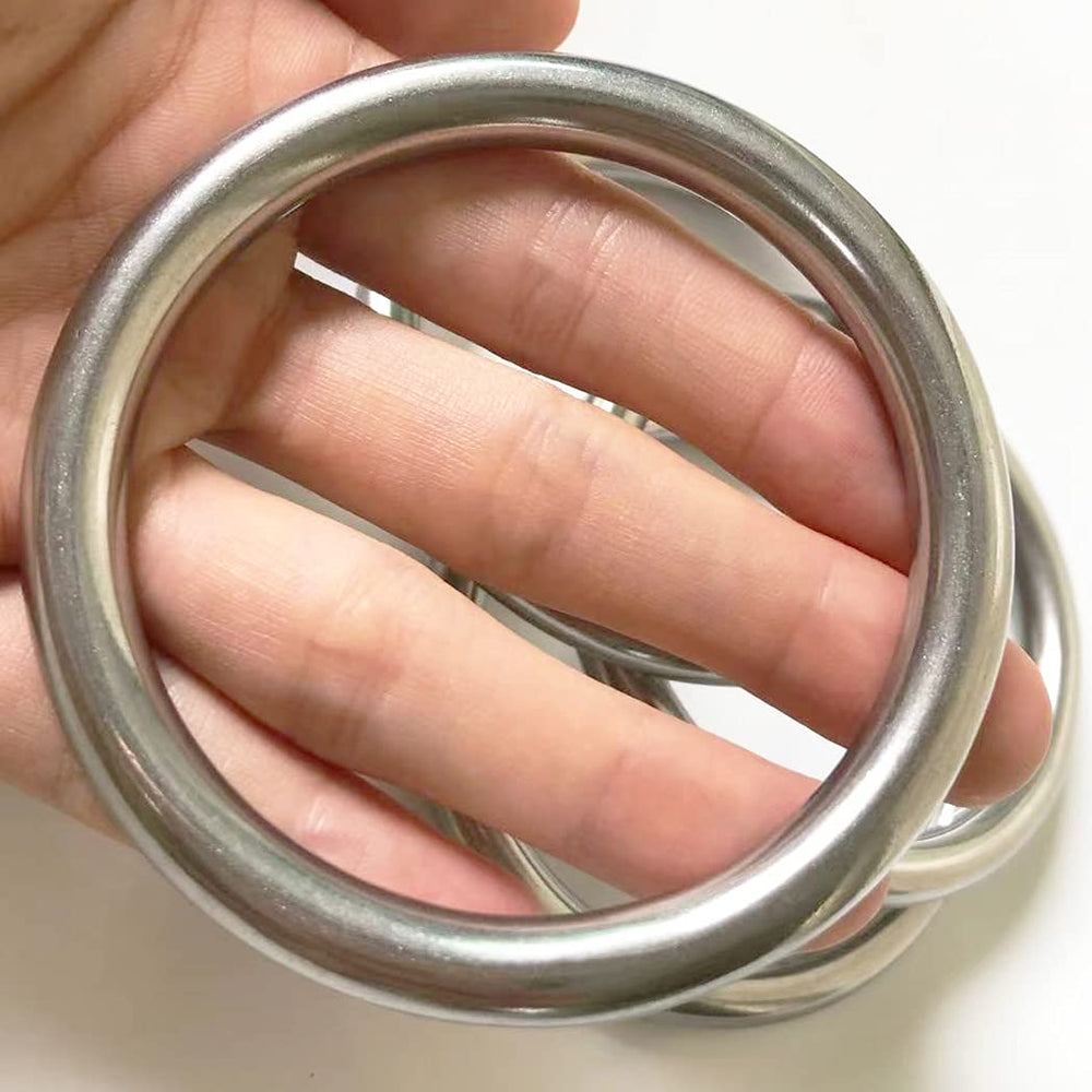 3 Metal O-Ring, 2 Pack 304 Seamless Welding Stainless Steel Rings Heavy Duty Smooth Solid Multi-Purpose Big Ring for for Crafts, 8mm x 60mm