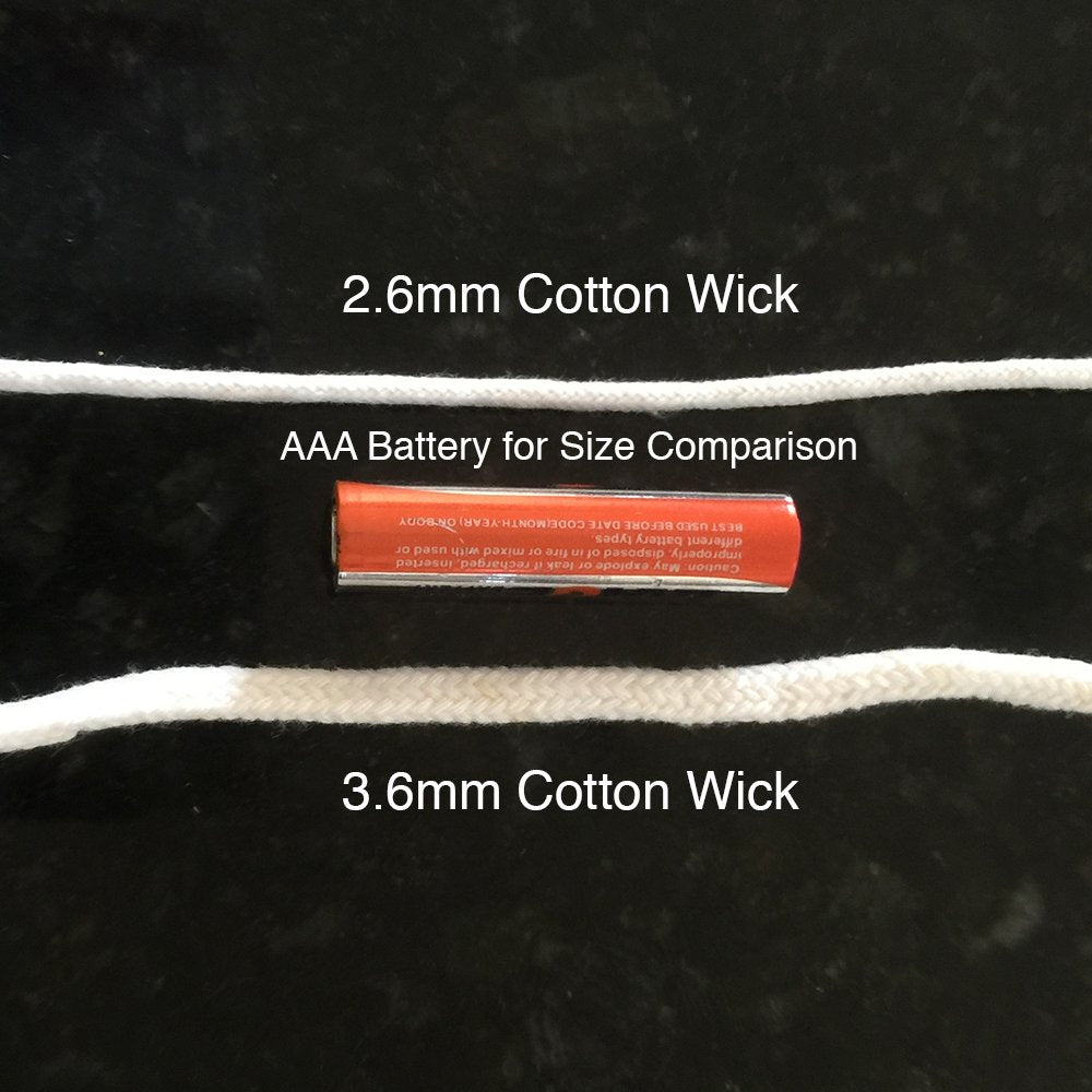 USA Brand - 5 Feet of 2.6mm Braided Eco Cotton Replacement Wick for Oil Lamps and Candles for Round Wick Holders