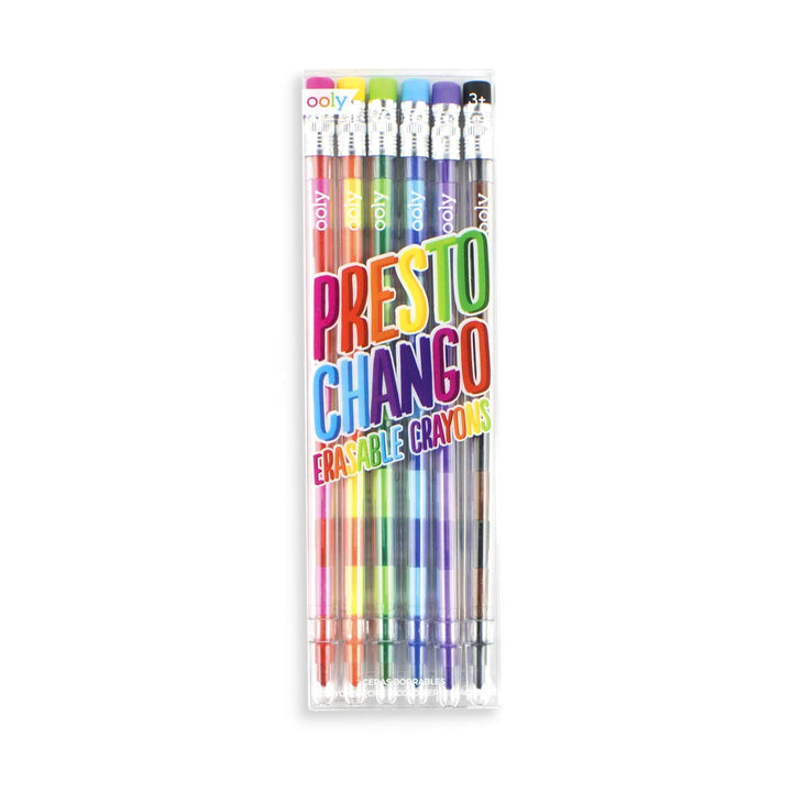 Presto Chango Pencil Crayon - 6 Piece Set - 12 Interchangeable Color Lead Crayons - Erasable