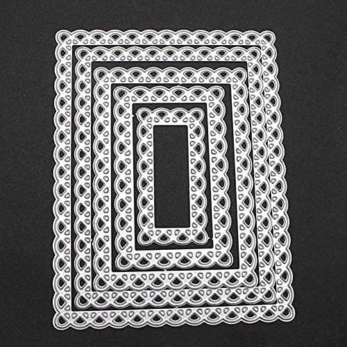5 Pcs/Set Nested Stitched Scallop Rectangle Frame Cutting Dies,DIY Artist Metal Cutting Dies Stencils Metal Cutting Dies Scrapbooking Crafting Paper Card Make Emboss Stencil Templat 10.7X13.10 cm