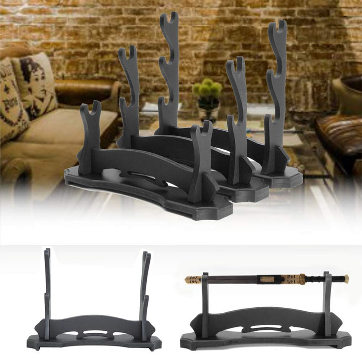Sword Stand Katana Stand, Black Wood Sword Katana Wall Mount Holder, Gladiator Sword Wall Display Crusader Sword Stand Knife Hanger Bracket Rack