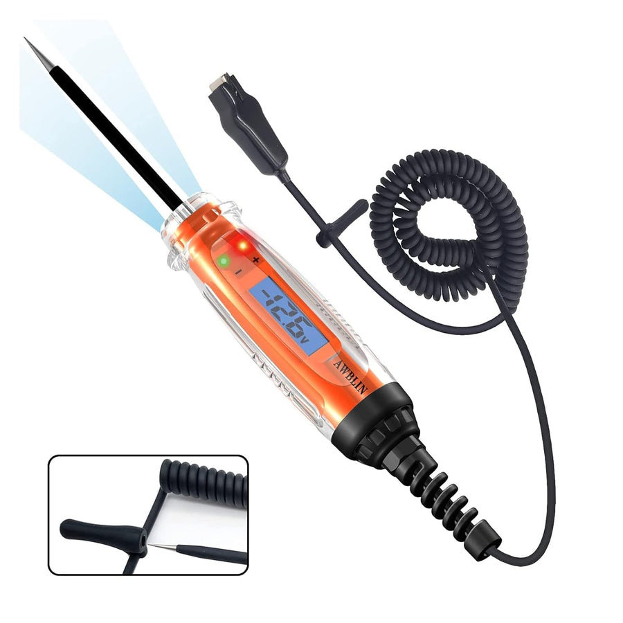 Automotive Test Light 3-72V DC Digital Light Tester with Voltmeter, Heavy Duty Auto Circuit Tester with LCD Backlight Display and LED Indication, Electric Test Pen with Illumination