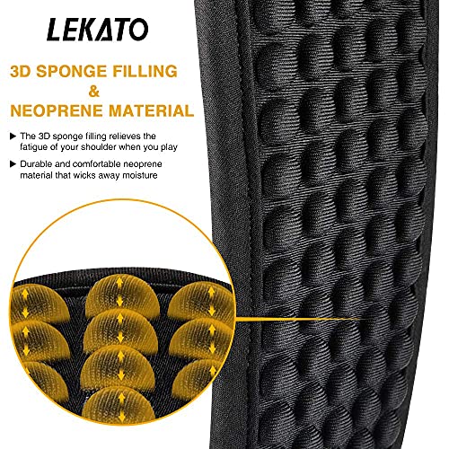 Guitar Straps for Electric Guitar Bass, 3.5 Wide Padded Guitar Strap Neoprene Pad with 3D Sponge Filling Bass Guitar Straps Adjustable Length from 45 to 55 with Strap Locks, Picks