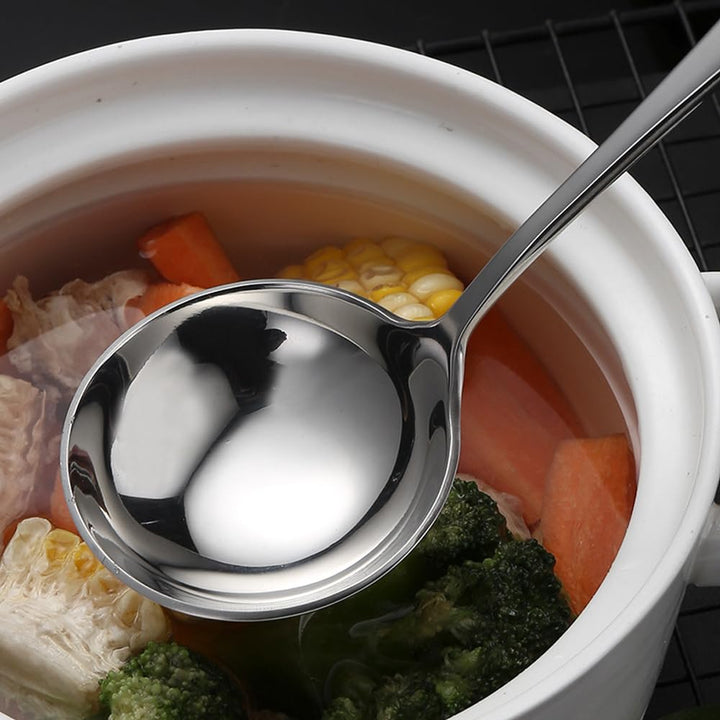 Small Soup Ladles,Sauce ladles,Gravy Soup Spoon Ladles,2 Pack SUS 304 Non-magnetic Stainless Steel 7.6 Round Ladles (Color:Silver).