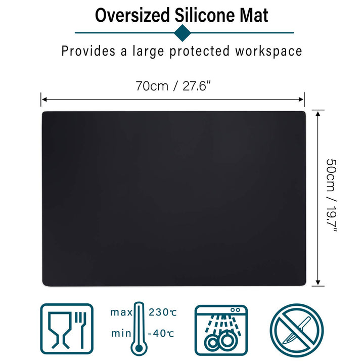 27.6x19.7 inches Oversize Silicone Mats, Nonstick Silicone Craft Sheets for Resin Molds, Multipurpose Countertop Mats for Epoxy Resin, Glitter Slime, Paint, Light Blue