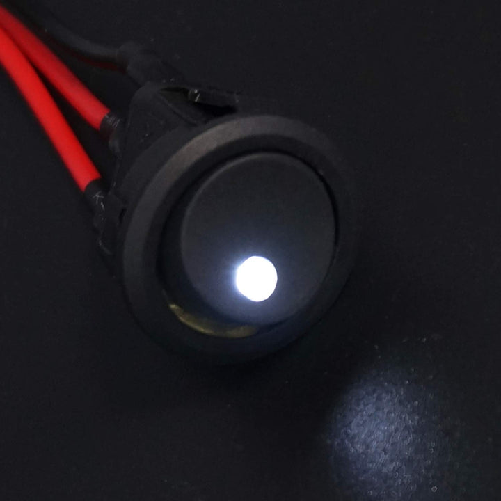 /8Pcs SPST Round Dot Lighted Rocker Switch Toggle Control for Car Or Boat 20A 12V DC On/Off White LED Light with Pre-soldered Wires KCD2-102N-W-X