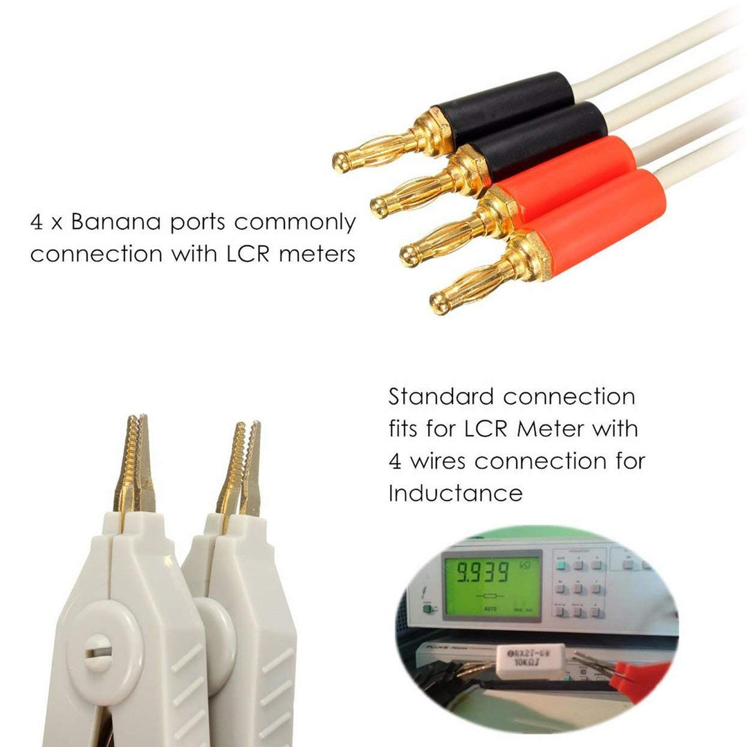 LCR Meter Test Leads Lead Clip Cable Terminal Kelvin Probe Wires with 4 Banana Plugs (Banana Plug)