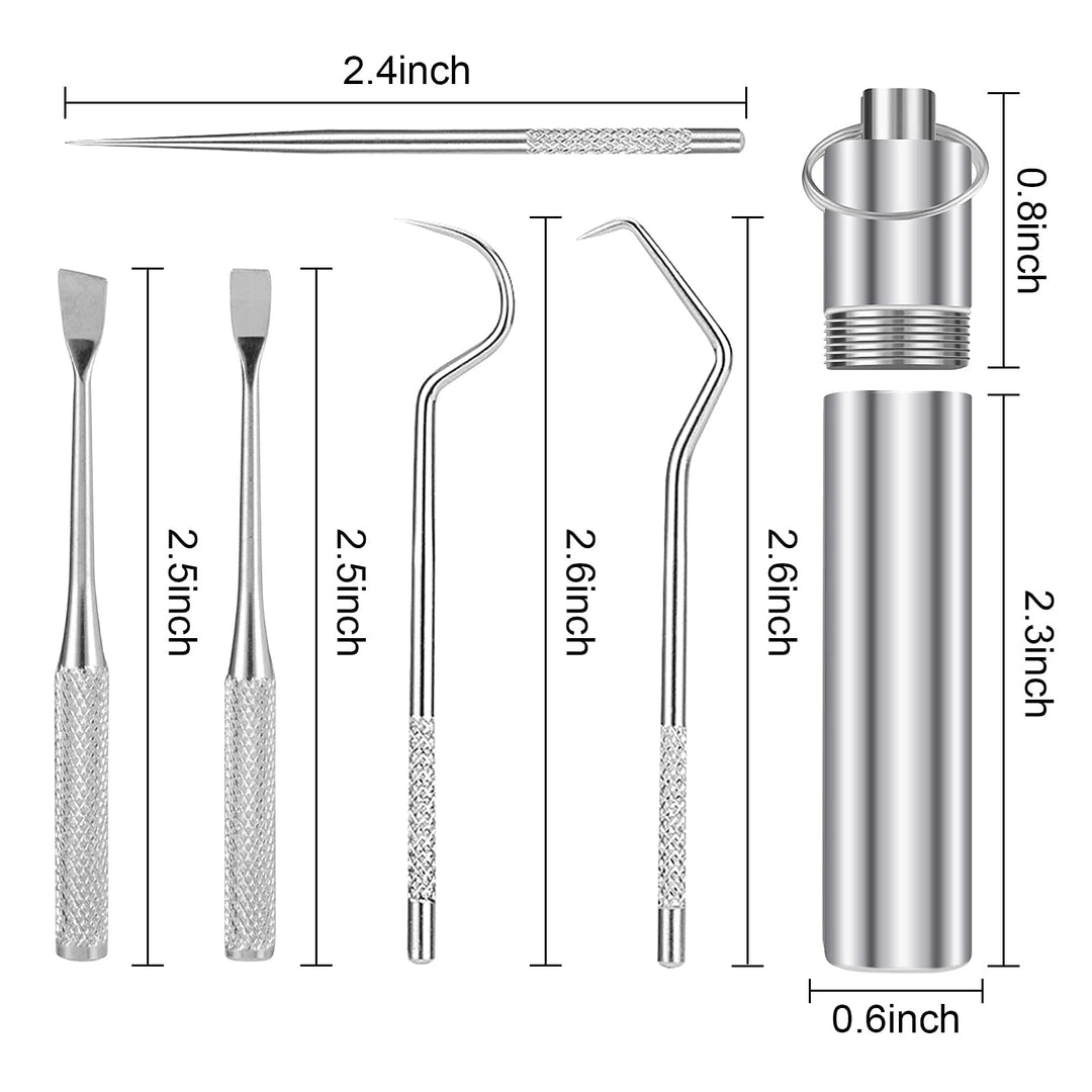 5 Pieces 2 Set Portable Metal Toothpicks,Titanium toothpick Stainless Steel Toothpick Reusable Toothpicks Holder for Outdoor Camping Picnic Travel