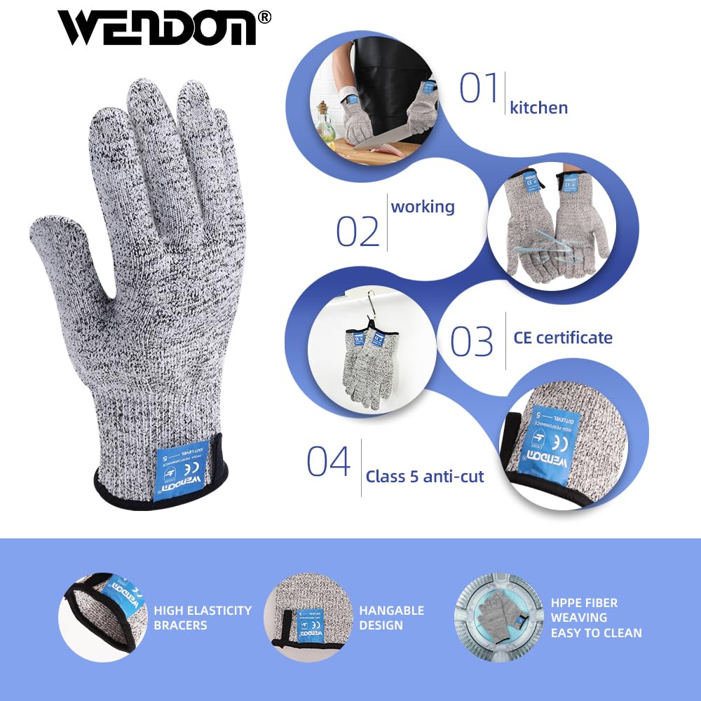 Oyster Knife Shucker Set Oyster Shucking Knife and Gloves Cut Resistant Level 5 Protection Seafood Opener Kit Tools Gift(2knifes+2Glove+1Cloth)