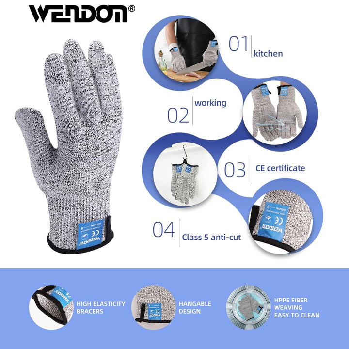 Oyster Knife Shucker Set Oyster Shucking Knife and Gloves Cut Resistant Level 5 Protection Seafood Opener Kit Tools Gift(2knifes+2Glove+1Cloth)