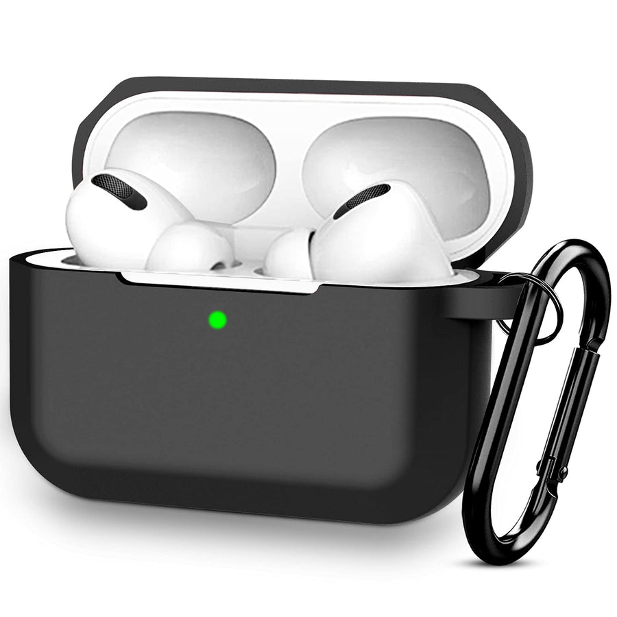 Airpods Pro Case Cover,Silicone Protective Skin Case for Apple Airpod Pro (Front LED Visible) Black