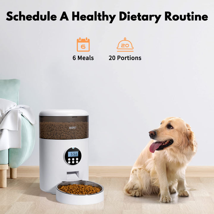 4L Automatic Cat Feeder,Timed Dog Feeder Pet Food Dispenser with Desiccant Bag for Dry Food,Programmable Portion Control &amp; Voice Recorder for Small/Medium Pets (4L, Grey)