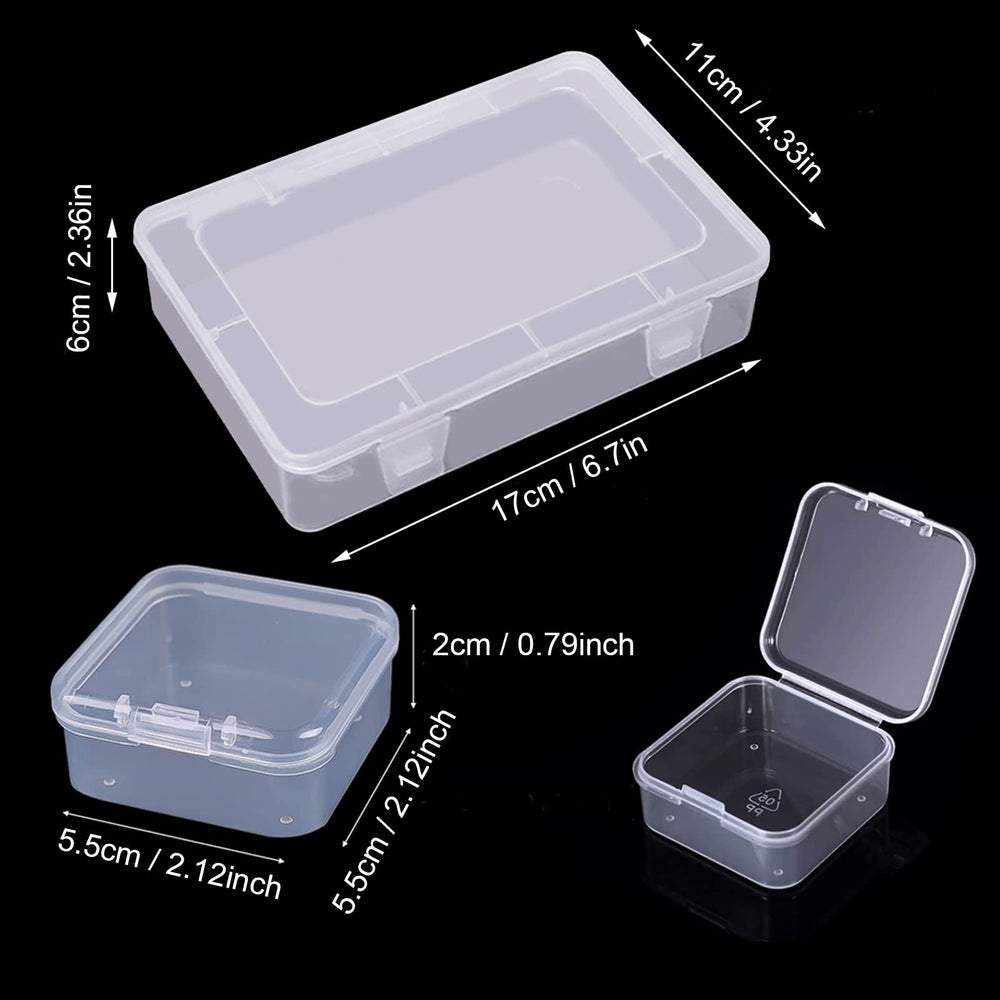 12 Pieces Plastic Storage Cases Mini Clear Bead Storage Containers Transparent Boxes with Hinged Lid and Rectangle Clear Craft Supply Case