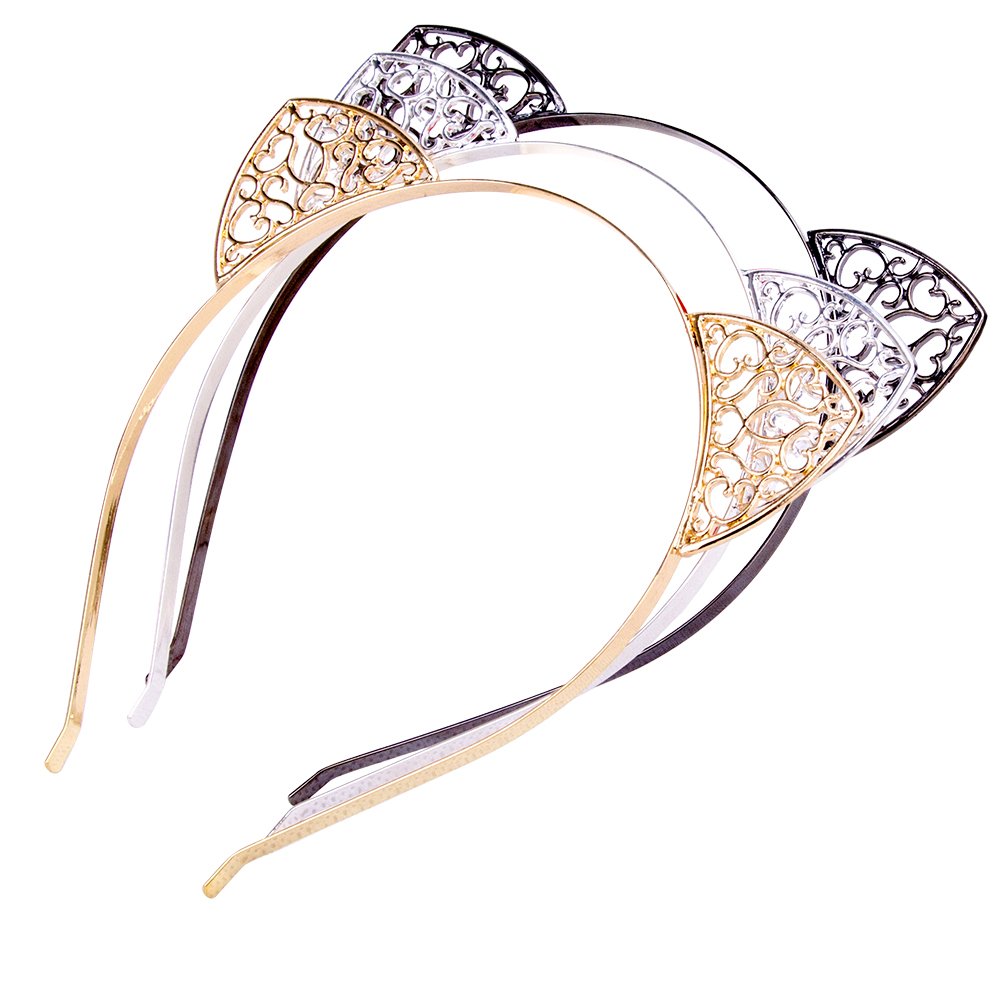 AWAYTR 3PC - Crystal Cat Ears Hair Hoop Headband for Wo