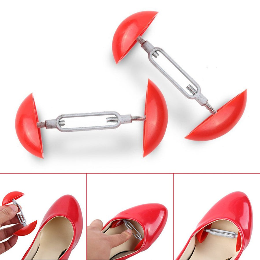 1Pair Mini Shoe Stretchers, Men Women Shoe Stretchers Shaper Expander Width Extender Adjustable-Red