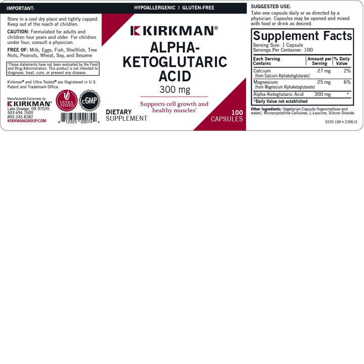 Kirkman - Alpha-Ketoglutaric Acid 300 mg - 100 Capsules