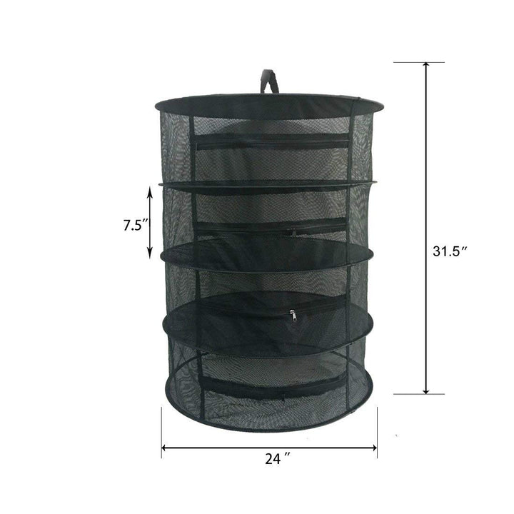 Herb Drying Rack Net 4 Layer Herb Dryer Black Mesh Hanging Dryer Rack with Zipper (31.5x24)