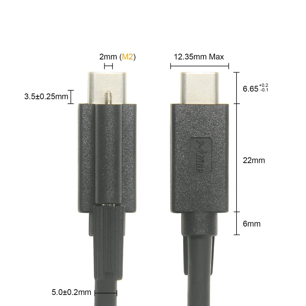 Screw Locking USB C to USB-C Cable 5A USB 3.1 Gen 2 Type C Cable with 10Gbps Data Sync and 100W Power Delivery for Industry Camera and More C Interface Devices (3.3Ft,1.0M)