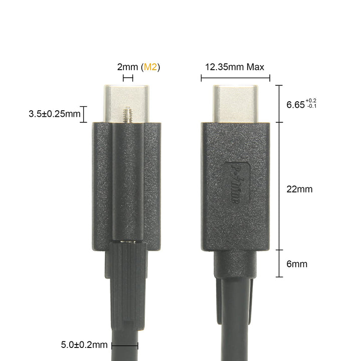 Screw Locking USB C to USB-C Cable 5A USB 3.1 Gen 2 Type C Cable with 10Gbps Data Sync and 100W Power Delivery for Industry Camera and More C Interface Devices (3.3Ft,1.0M)