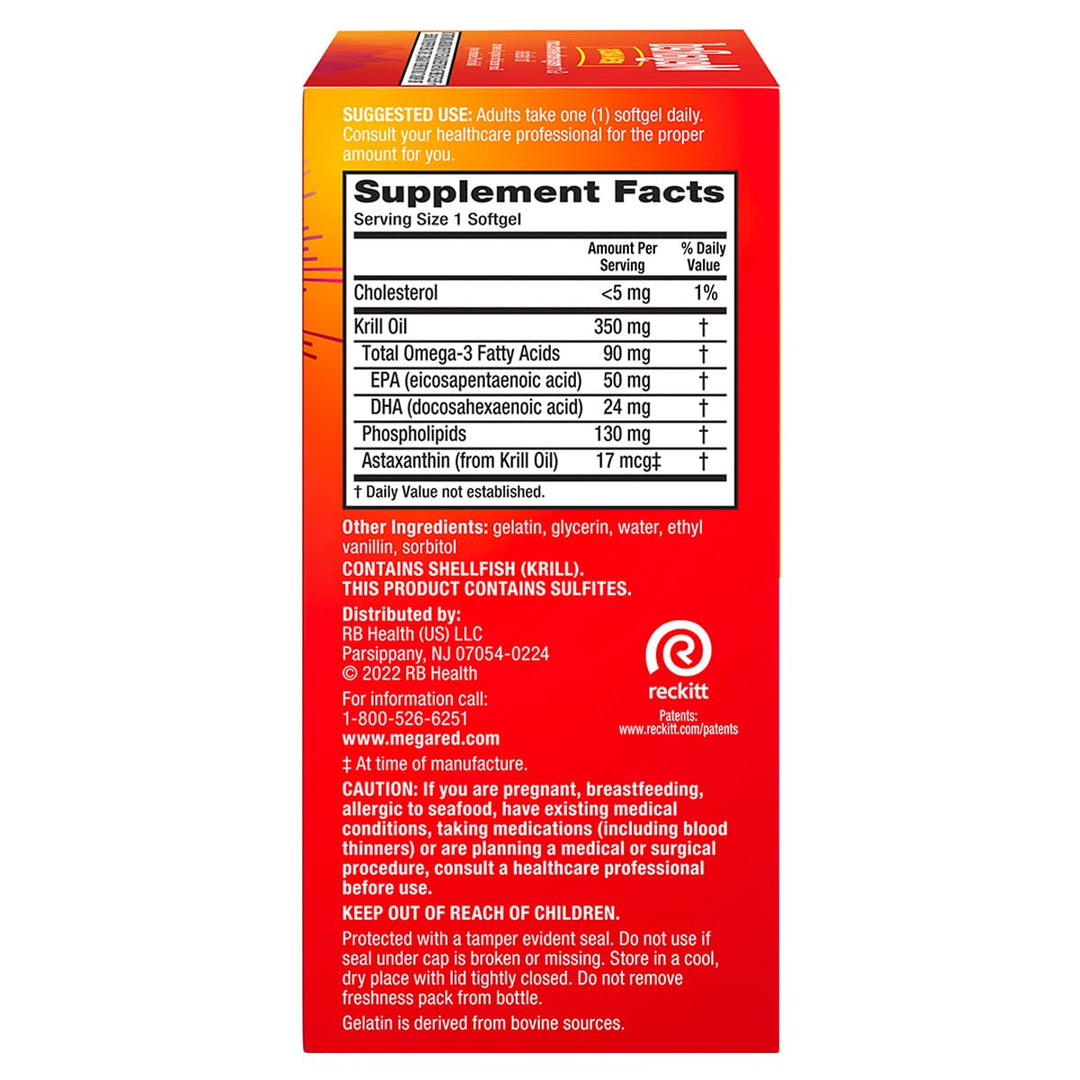 MegaRed Omega-3 Krill Oil 350mg Softgels, (120 Count in a Bottle), EPA & DHA Omega-3 Fatty Acids with No Fishy Aftertaste Unlike Fish Oil, Contains Antioxidant Astaxanthin