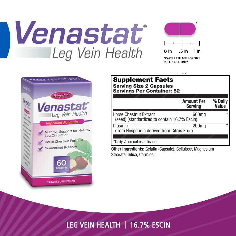 Body Gold Venastat Leg Vein Health, 60 Capsules (60 CT)