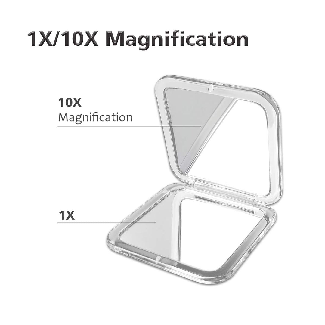 Magnifying Compact Mirror - Snowflakes Elegant Compact Pocket Mini Makeup Mirror Double Sided 1x/10x Magnification Cosmetic Mirrors Handheld Portable for Travel and Purses (Purple)