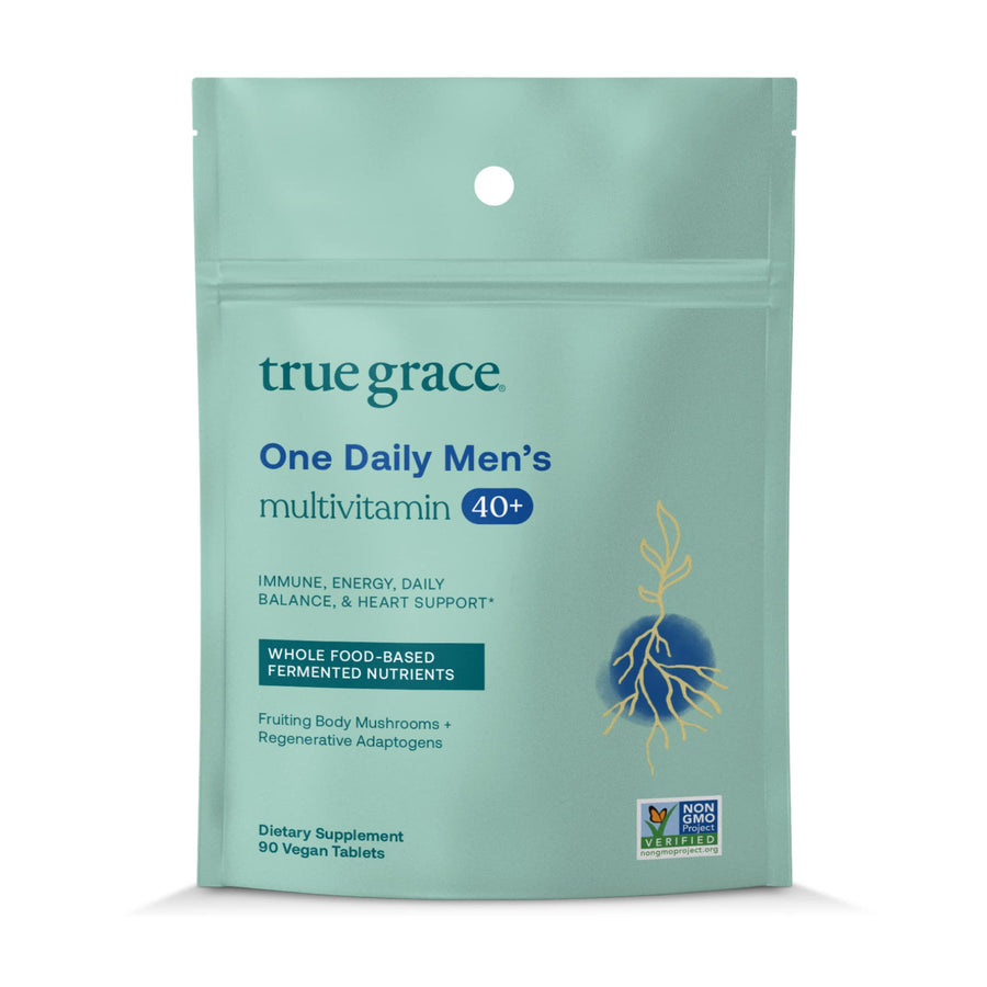 Men's 40+ One Daily Multivitamin Fermented Minerals, Organic Adaptogens & Mushrooms Whole Body Balance Immune, Endurance, Bone & Heart Support Supplement - Non-GMO - 90 Vegetarian Tablets