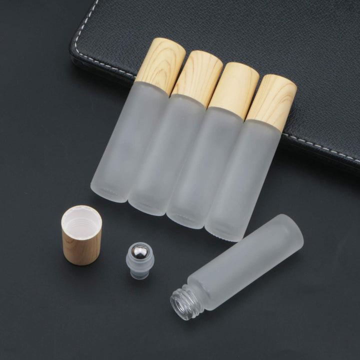 10ml(1/3oz) Roll On Bottles,10 Pack Essential Oil Bottles Glass Roller Bottles Perfume Cosmetic Sample Bottles With Stainless Steel Roller Ball and Plastic Lid