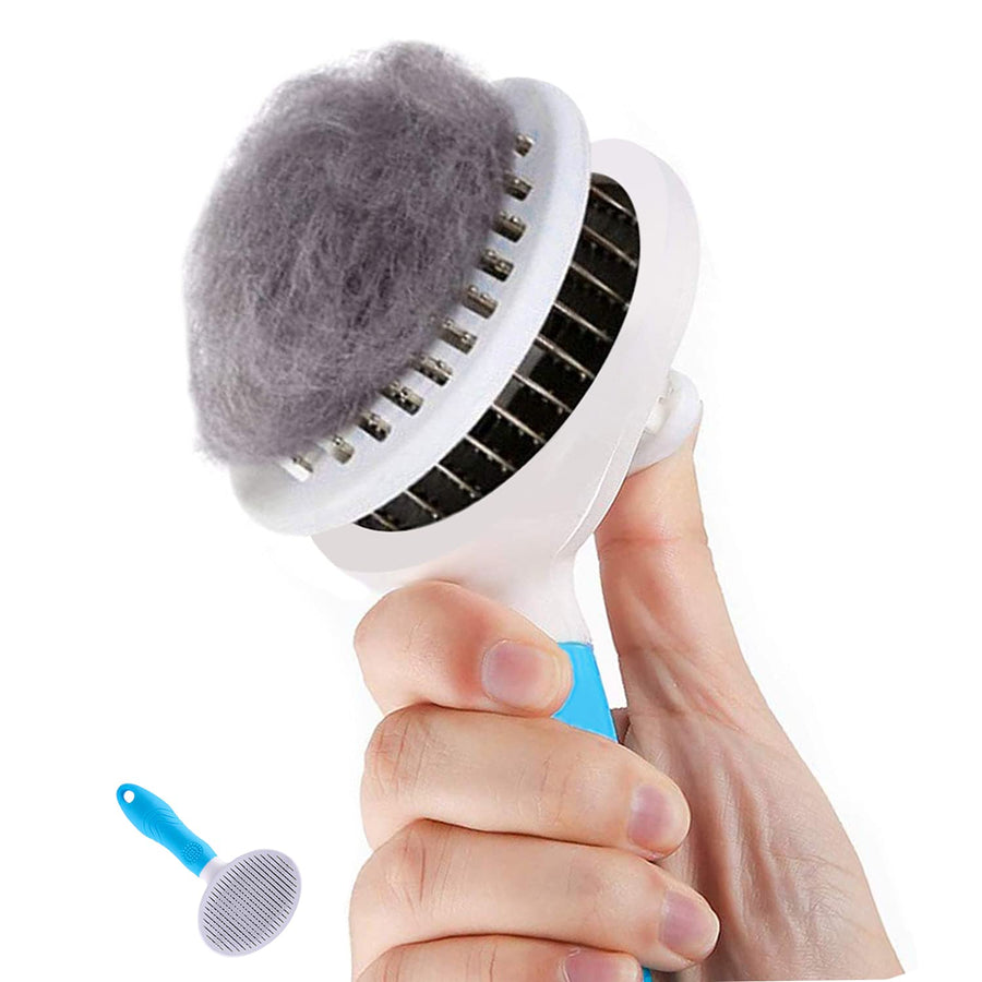 Cat Brush for Shedding, Self Cleaning Slicker Brush - Skin Friendly Deshedding Grooming Tool for Dogs Cats Rabbit Massage Removes Loose Undercoat