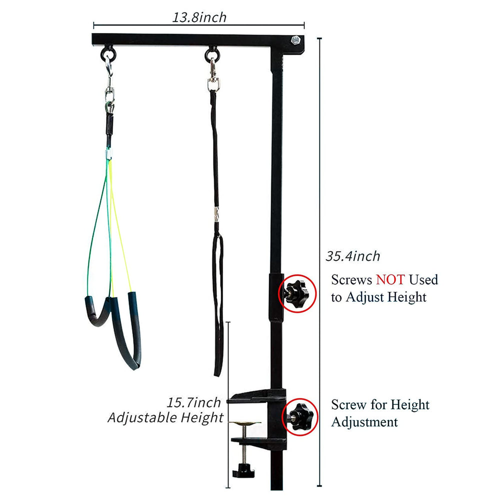 Dog Grooming Arm with Clamp, Dog Grooming Loop Noose and No Sit Haunch Holder for Medium & Small Pets, 35.4 Inches, Adjustable Height