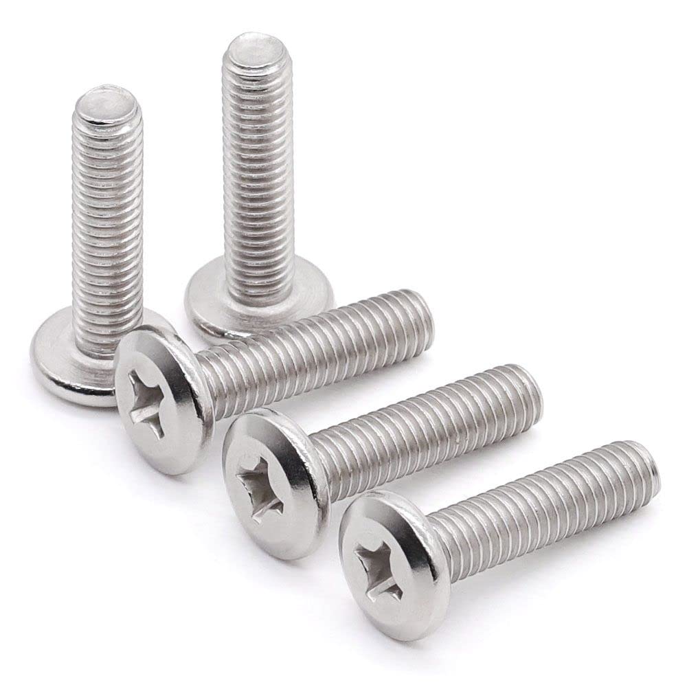 Glvaner (100 pcs) M4-0.7 x 10mm Binding Screws, Flat Round Head Phillips Drive Machine Screw 304 Stainless Steel 18-8 Full Thread, Furniture Screw Connection Bolt Screw